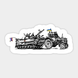 Ukrainian farmer stealling russian BMP Sticker